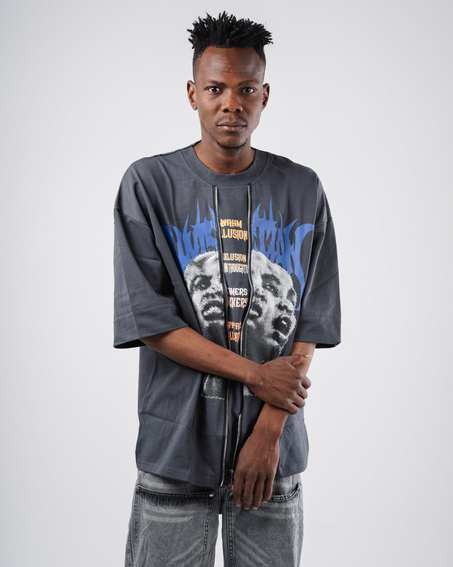 Double zipper tee.