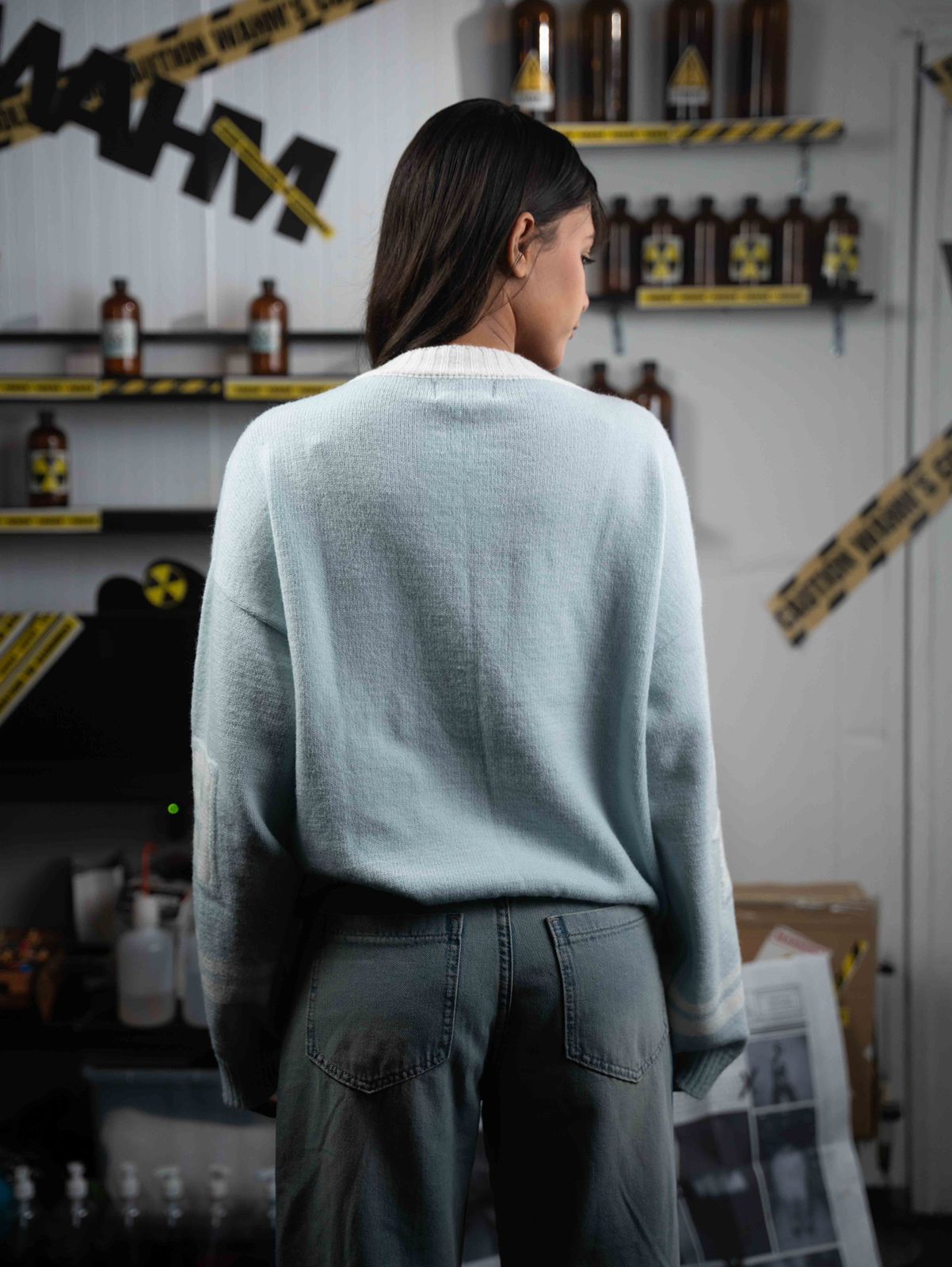 Baby-Blue Double Star Crewneck