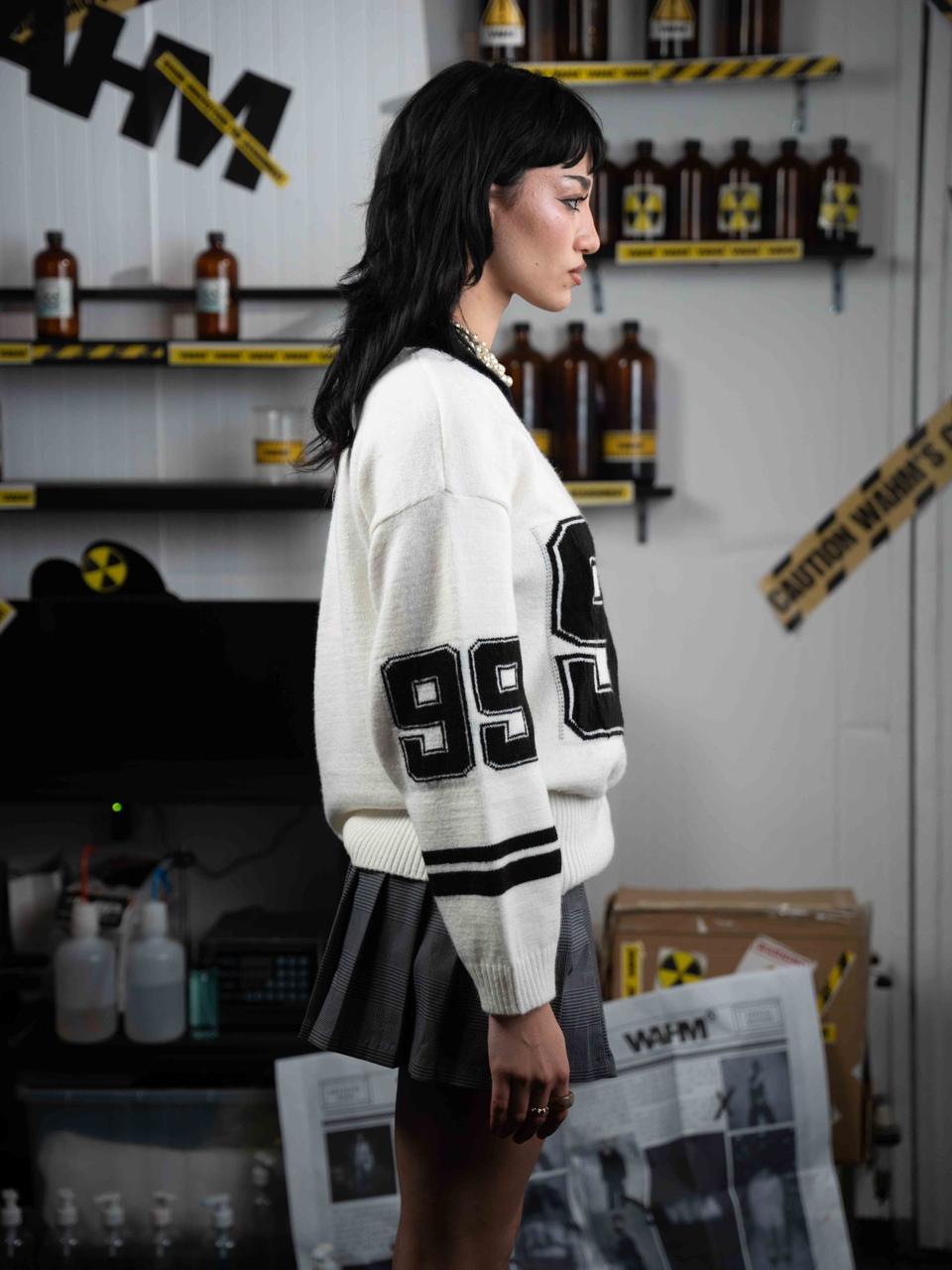 White Double Star Crewneck