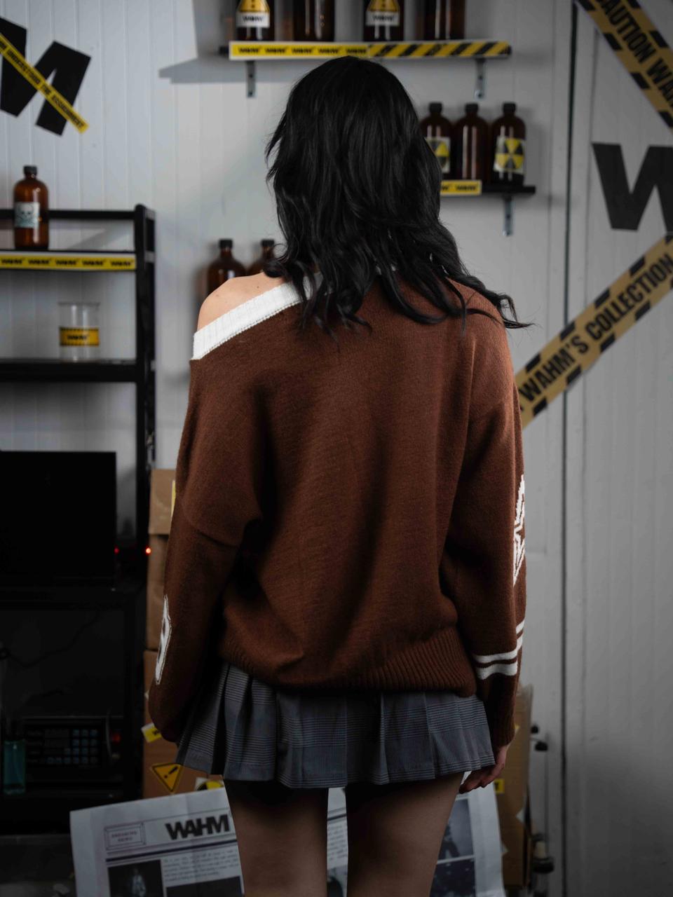 Brown Double Star Crewneck